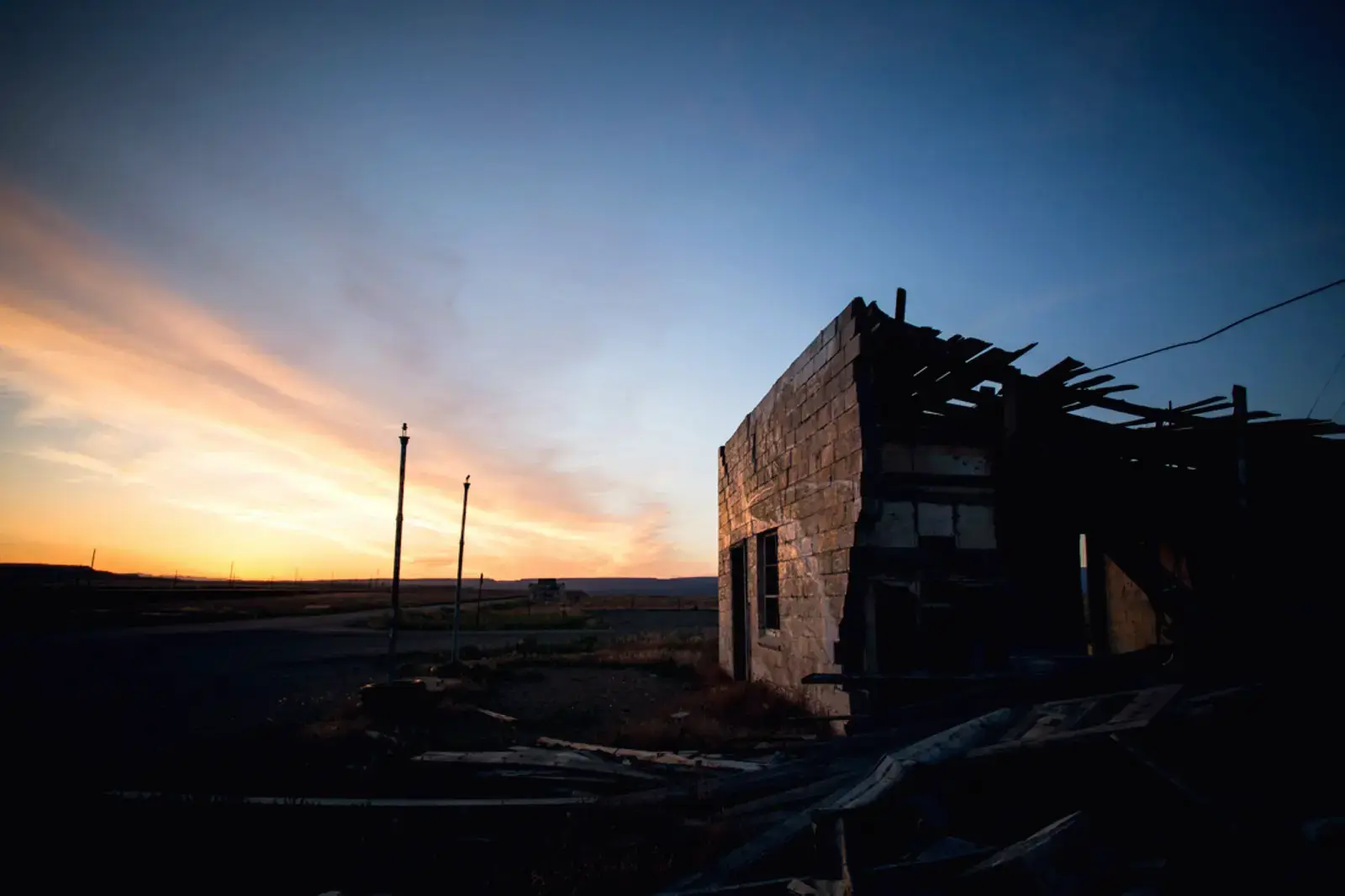 Ghost town in Utah at sunset