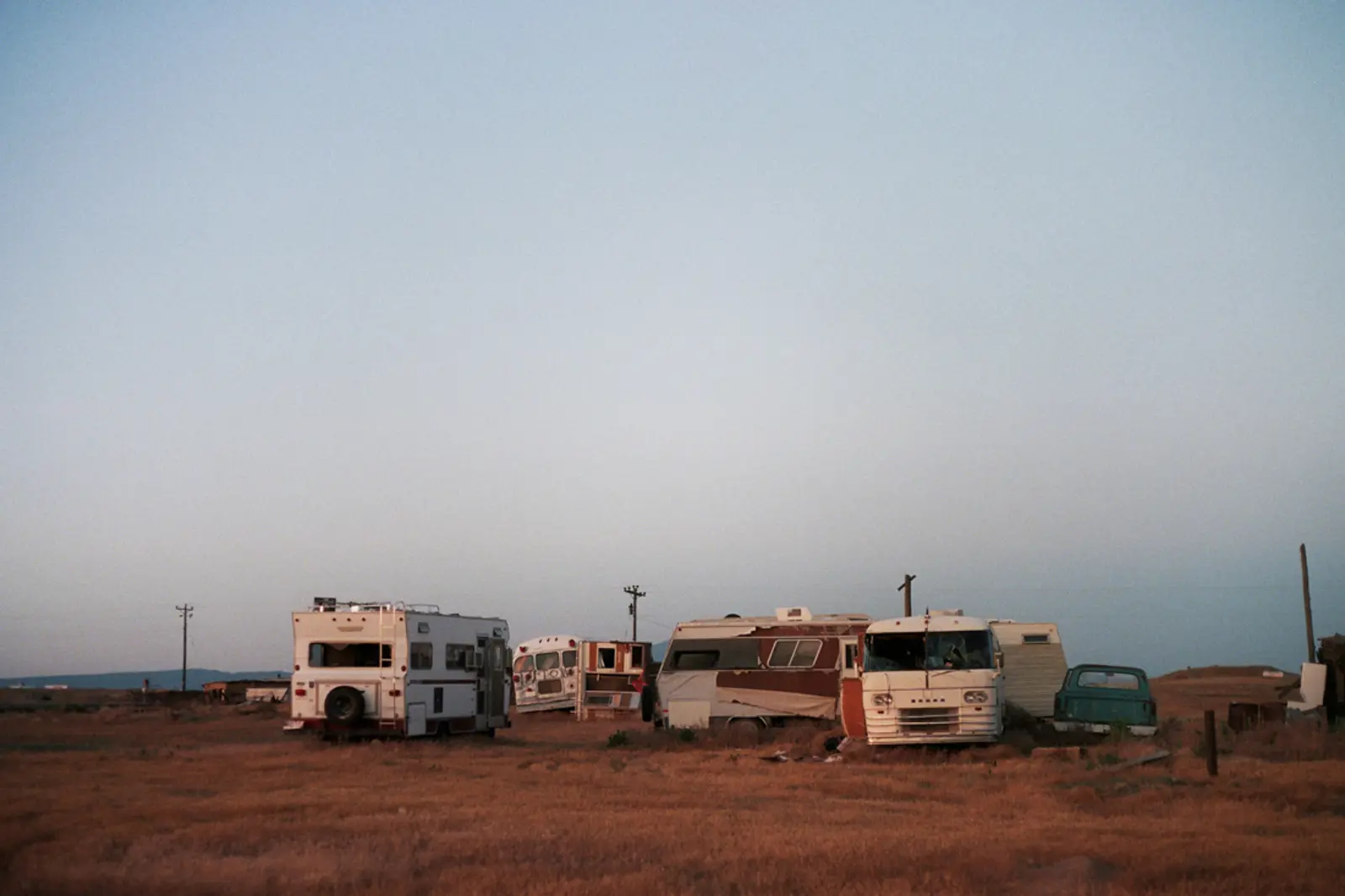 Abandoned vehicles in a ghost town in Utah
