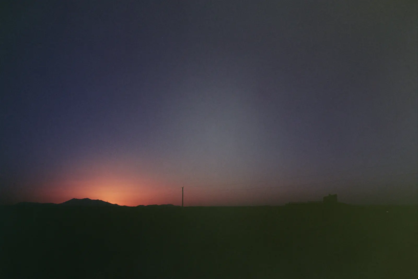 The last bit of sunlight at a ghost town in the desert